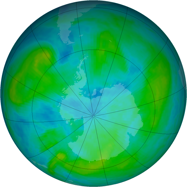 Antarctic ozone map for 02 March 1982